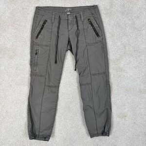 Ann Taylor LOFT Womens Petite 00P Cargo Jogger Pants Olive Gray Utility Zipper